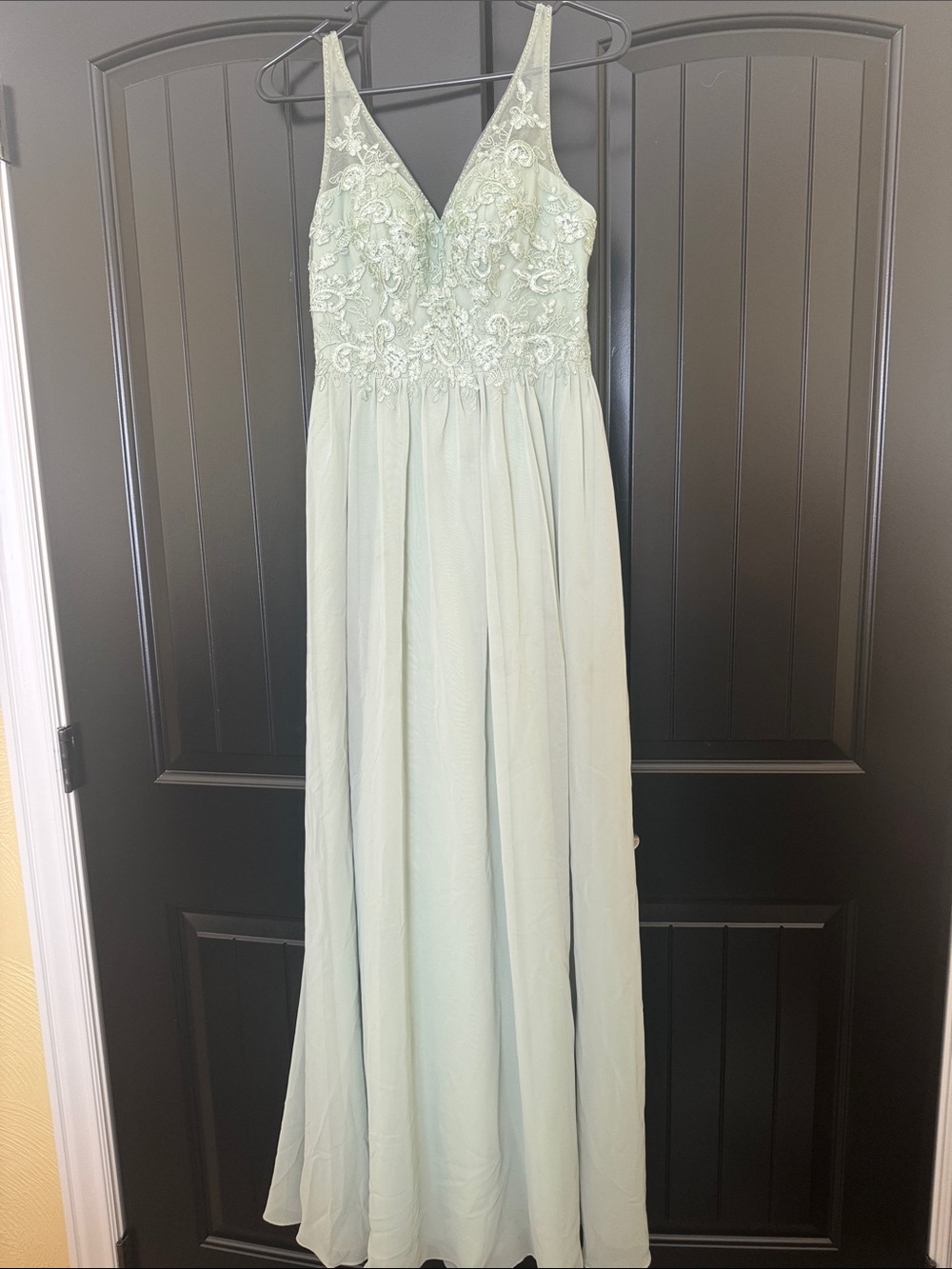 Azazie Pale Sage V-Neck Chiffon Gown